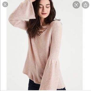 American Eagle Criss Cross Bell Sleeve Sweater